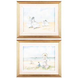 â€¡ JOHN STRICKLAND GOODALL RBA, RI (1908-1996) A PAIR OF BEACH SCENES: â€¡ JOHN STRICKLAND GOODALL RBA, RI (1908-1996) A PAIR OF BEACH SCENES Signed Pencil and watercolour (17.5cm x 23cm)Qty: (2)