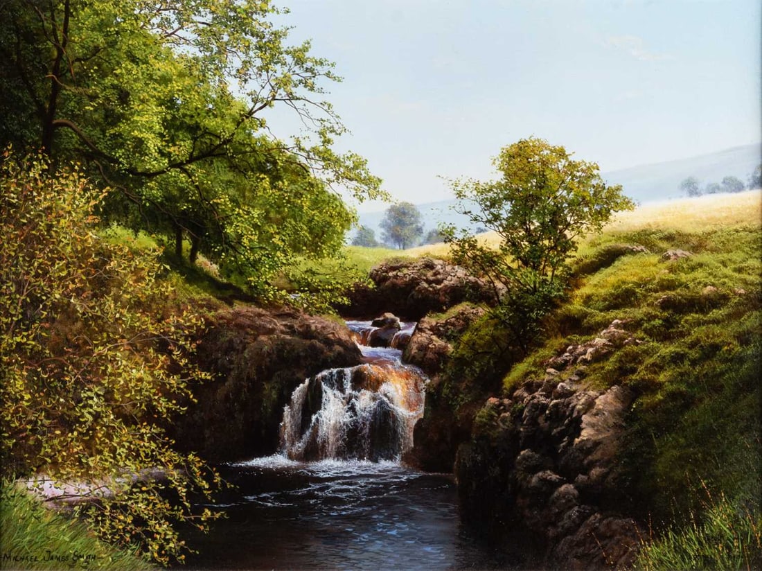 â€¡ MICHAEL JAMES SMITH (20TH CENTURY) RIVER LANDSCAPE IN WALES: â€¡ MICHAEL JAMES SMITH (20TH CENTURY) RIVER LANDSCAPE IN WALES Signed Oil on canvas (44.5cm x 60cm)