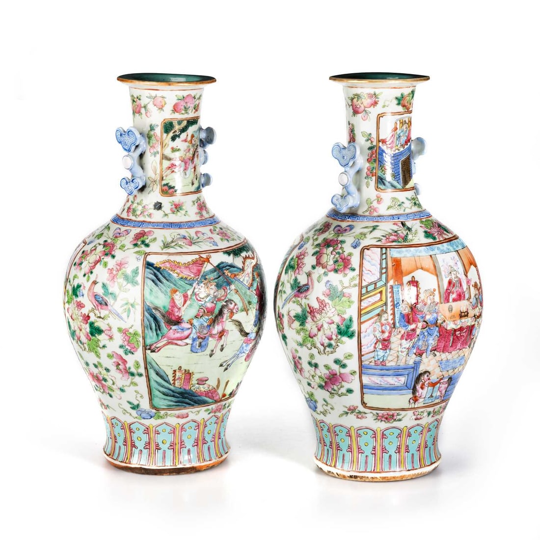 A LARGE PAIR OF CHINESE CANTON FAMILLE ROSE VASES, 19TH CENTURY (1 of 4)