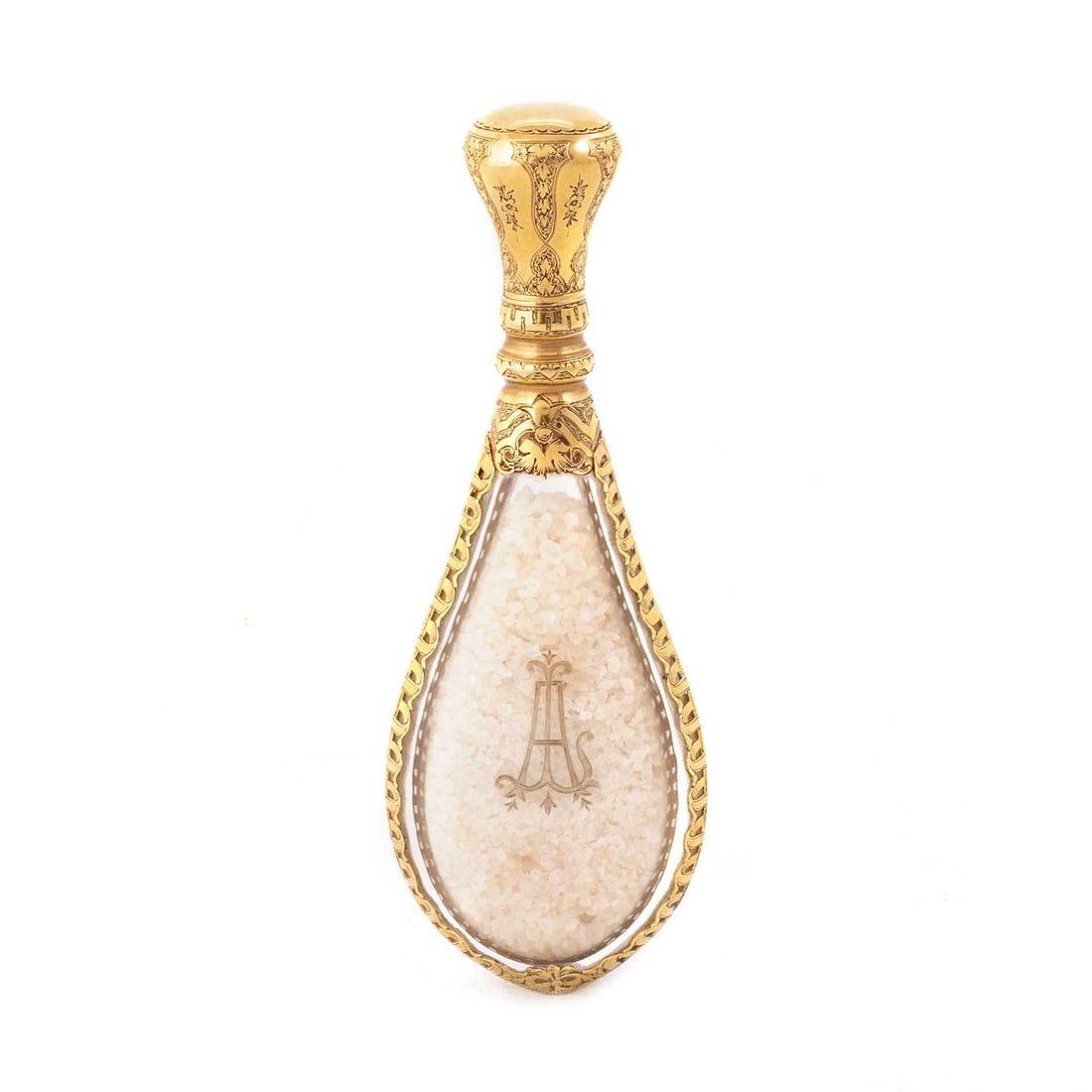 A GOLD-MOUNTED ROCK CRYSTAL SCENT BOTTLE, FIRST HALF 19TH CENTURY (1 of 2)