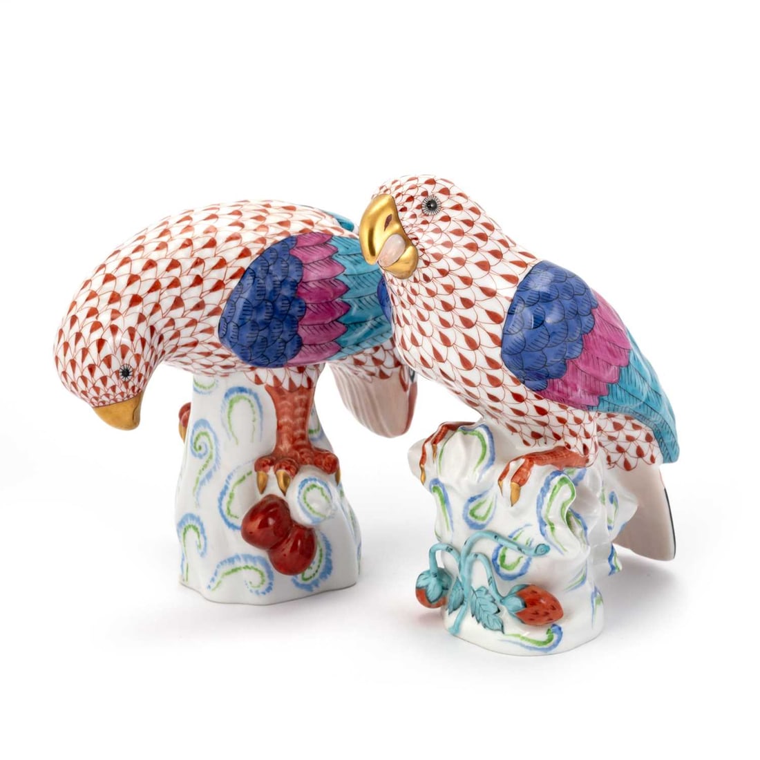 A PAIR OF HEREND PORCELAIN MODELS OF HAWKS (1 of 5)