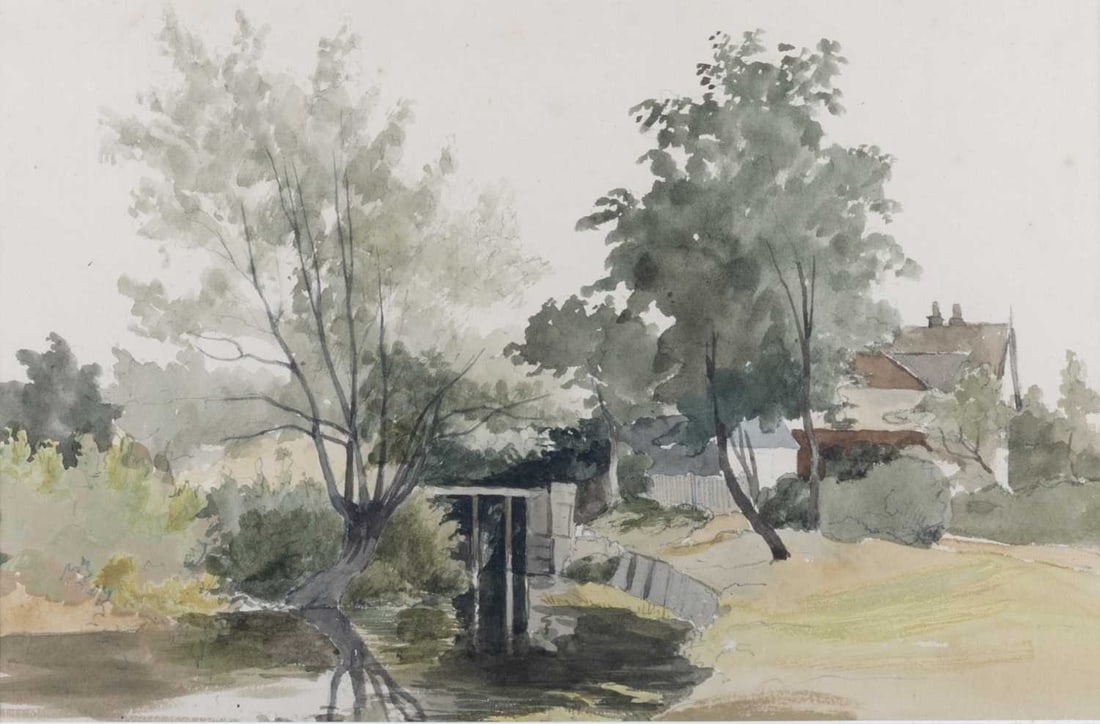 JAMES STARK (1794-1859) TREES BY A STREAM: JAMES STARK (1794-1859) TREES BY A STREAM Watercolour and pencil Provenance: With the Fine Art Society, April 1953 (21cm x 32.5cm)