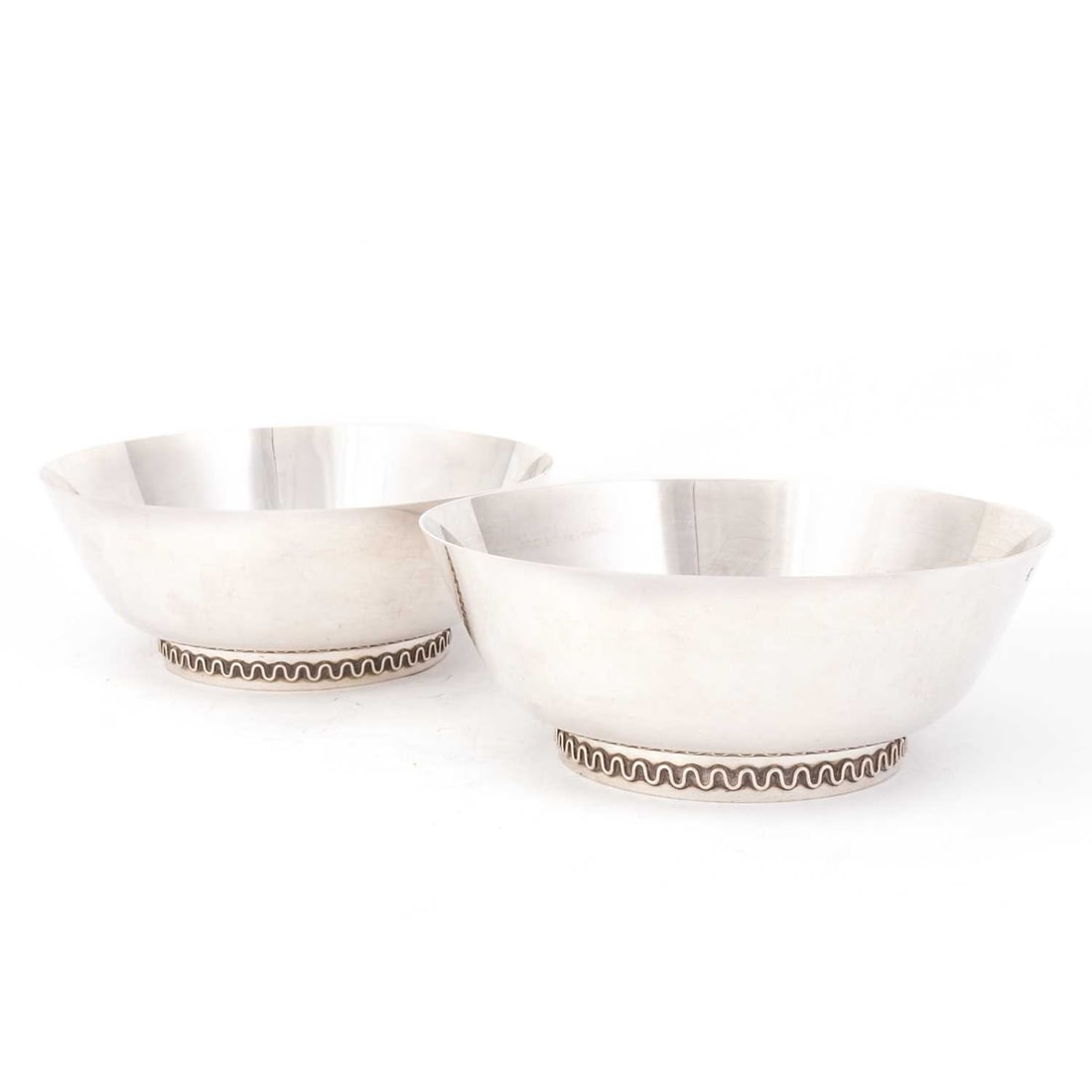 SIGVARD BERNADOTTE FOR GEORG JENSEN: A PAIR OF DANISH SILVER BOWLS (1 of 2)