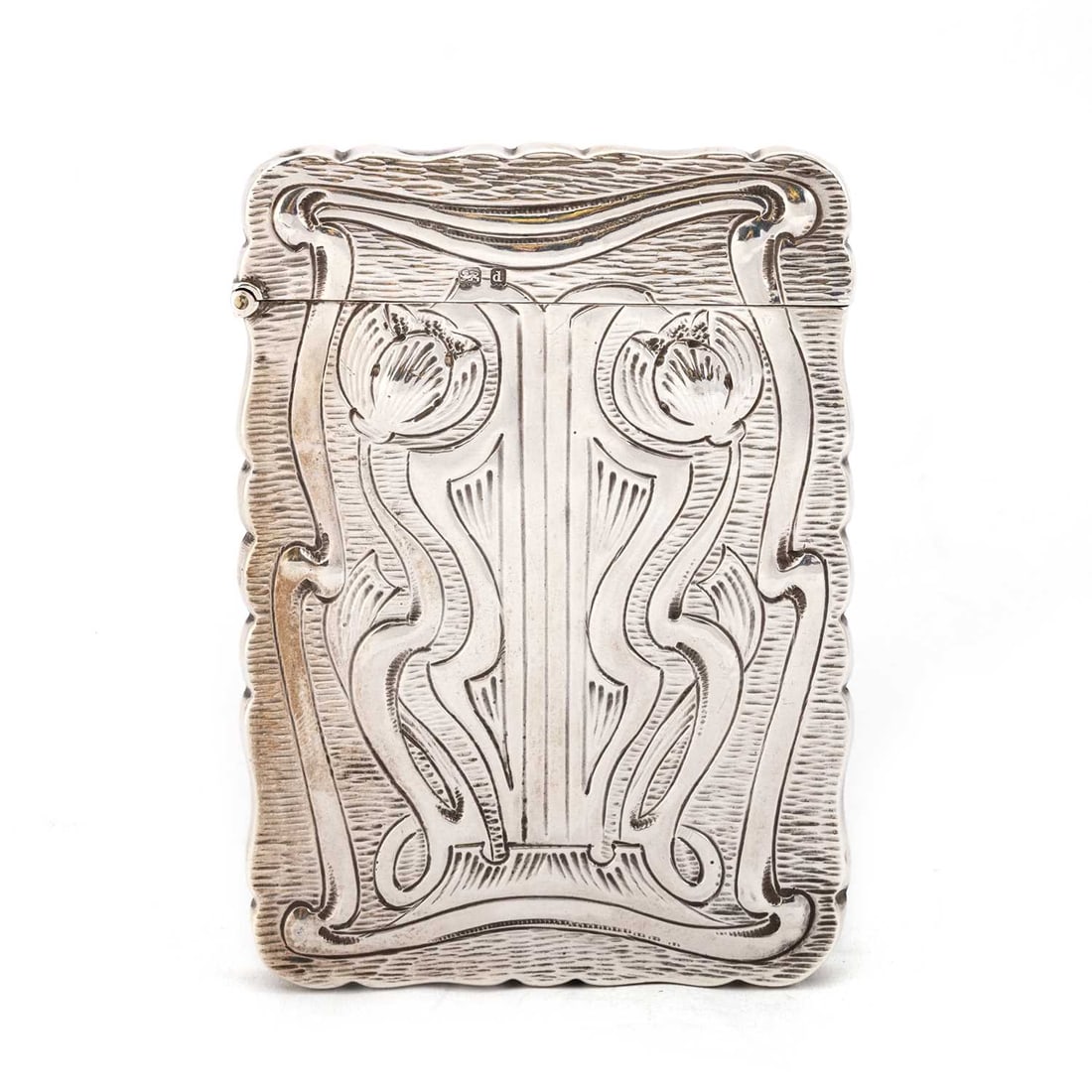 AN ART NOUVEAU SILVER CARD CASE (1 of 2)
