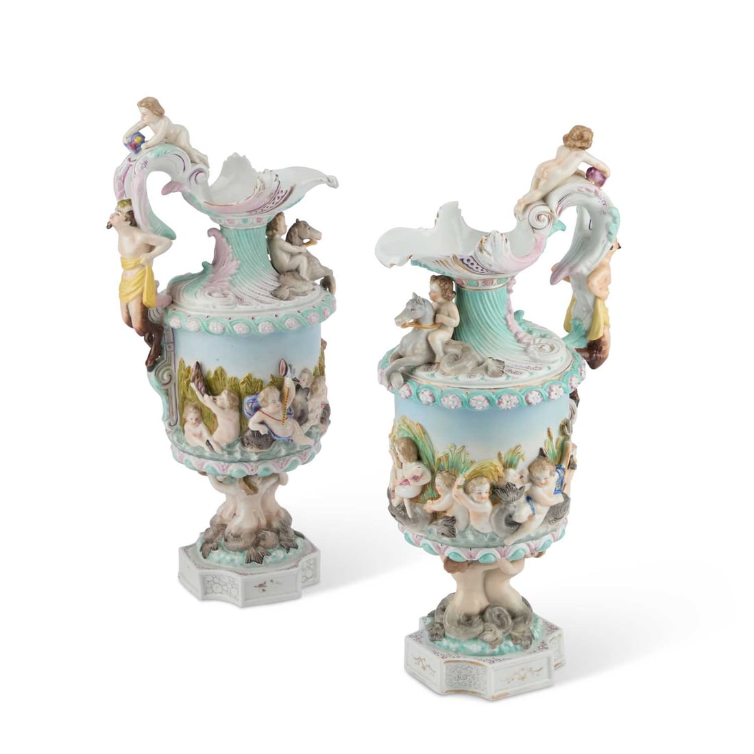 A NEAR PAIR OF GERMAN PORCELAIN EWERS, CIRCA 1900 (1 of 1)