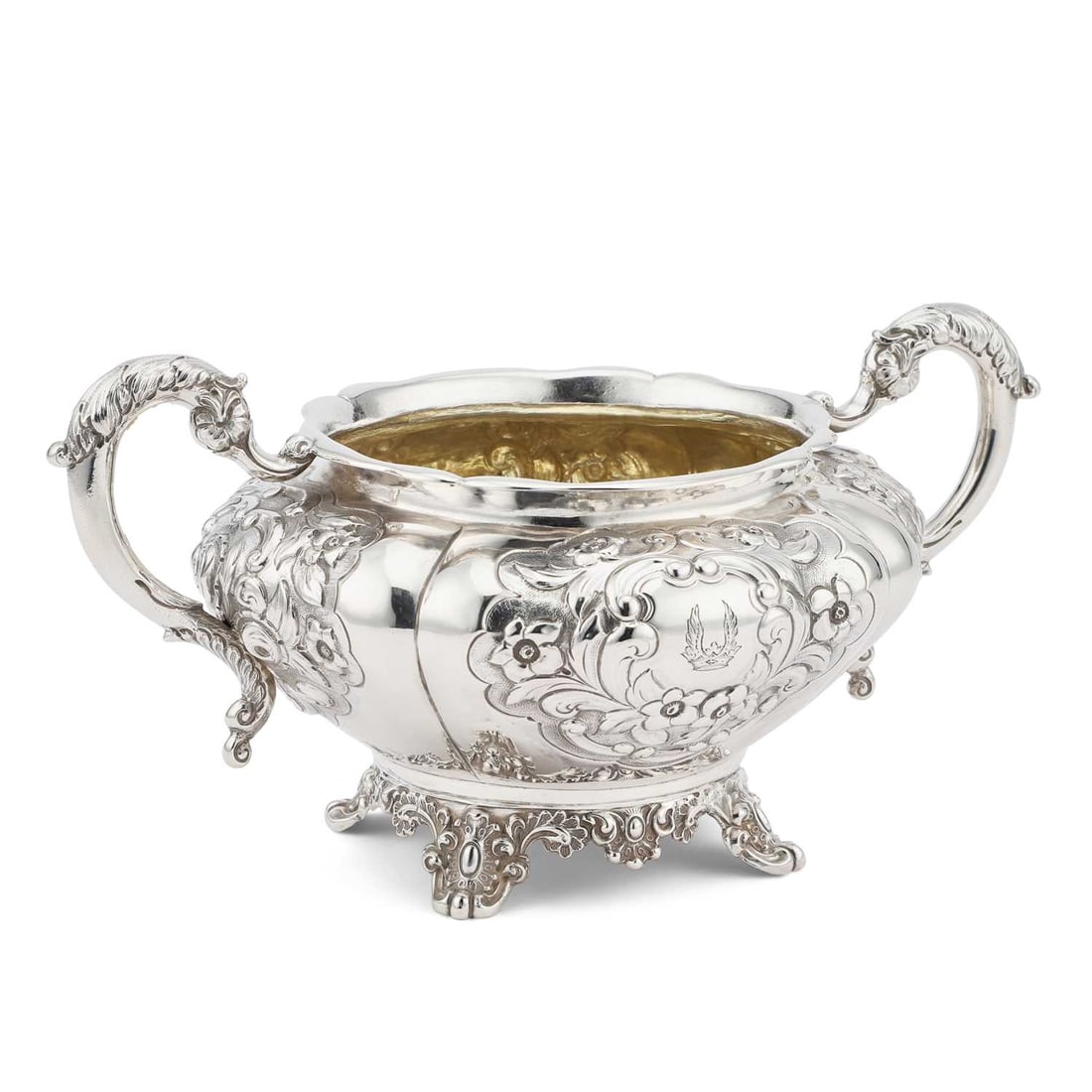 A LARGE VICTORIAN SILVER TWO-HANDLED SUGAR BOWL (1 of 2)