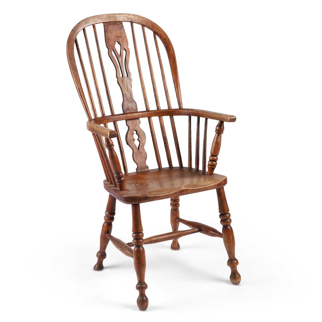 A 19TH CENTURY ELM AND OAK HIGH-BACK WINDSOR CHAIR (1 of 1)