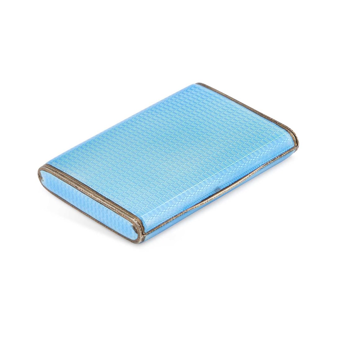 AN ART DECO SILVER AND BLUE GUILLOCHÉ ENAMEL CASE (1 of 4)