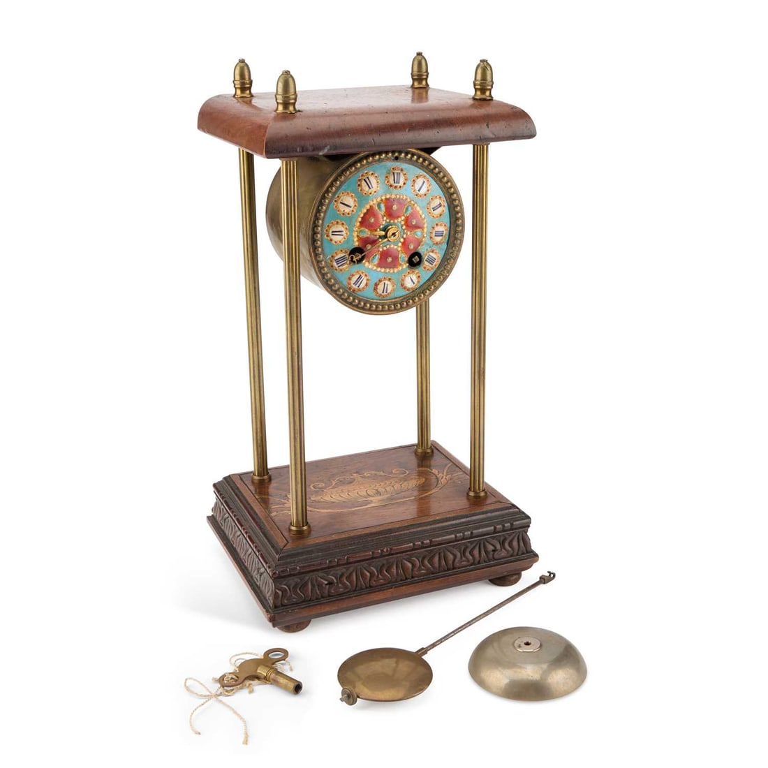 A LATE 19TH CENTURY FRENCH INLAID PORTICO CLOCK (1 of 4)