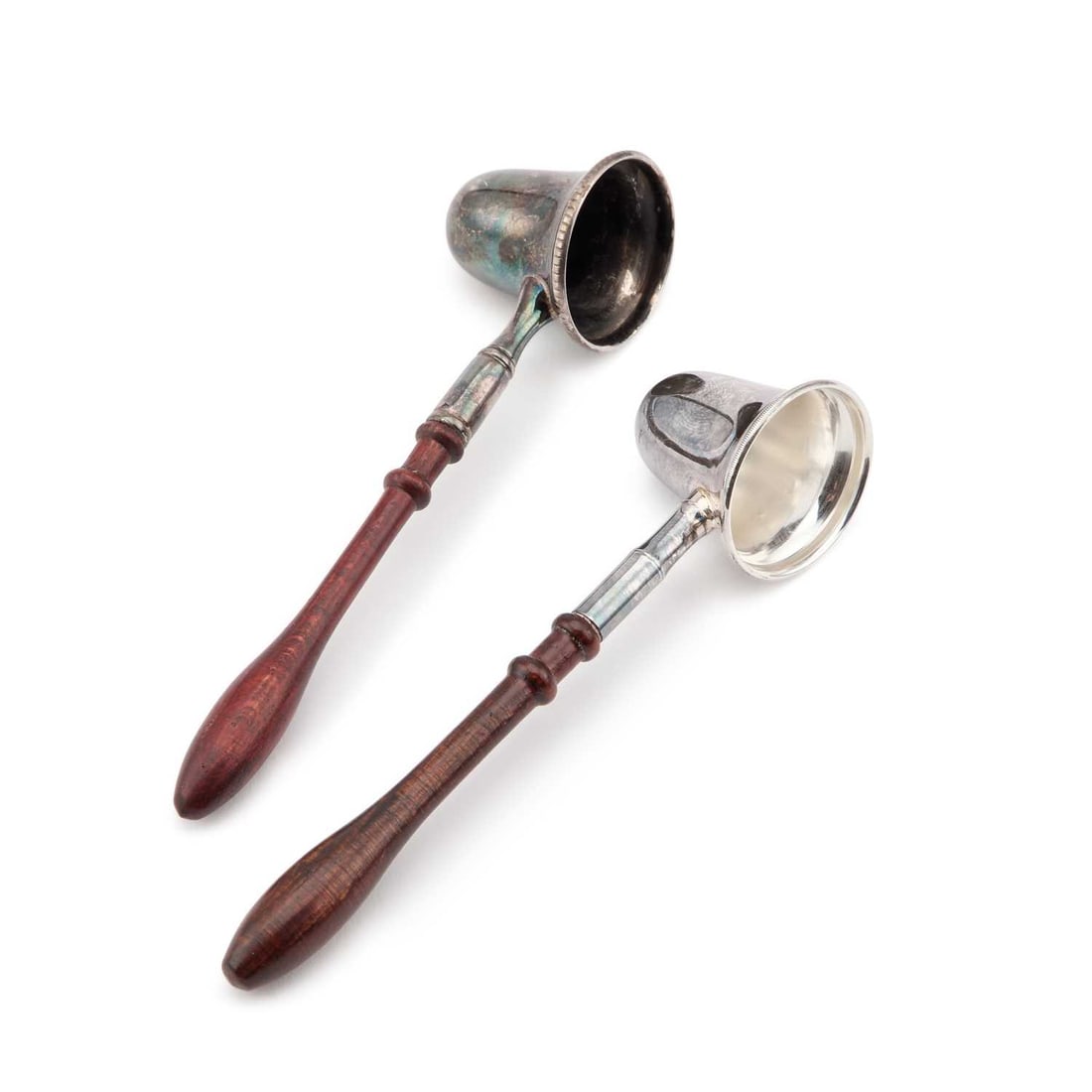 TWO ELIZABETH II SILVER CANDLE SNUFFERS (1 of 1)