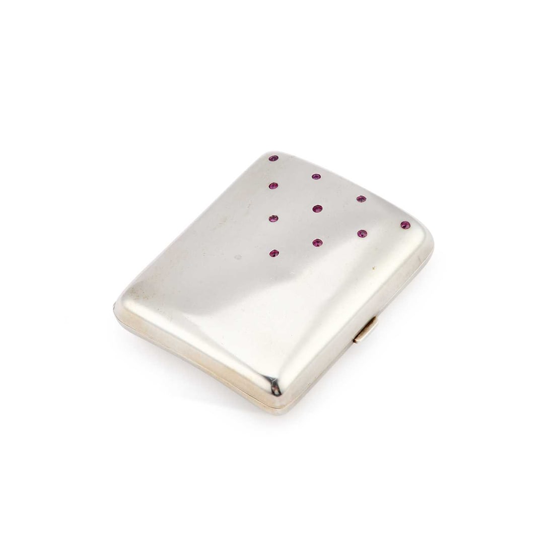 A FINE GERMAN SILVER CIGARETTE CASE SET WITH RUBIES (1 of 4)