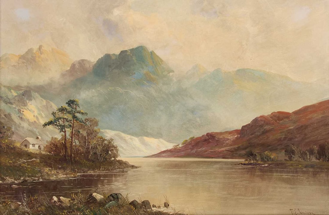 FRANCIS E. JAMIESON (1895-1950) COTTAGE ON THE BANKS OF LOCH EARN, SCOTLAND: FRANCIS E. JAMIESON (1895-1950) COTTAGE ON THE BANKS OF LOCH EARN, SCOTLAND Signed Oil on canvas (39cm x 60cm)