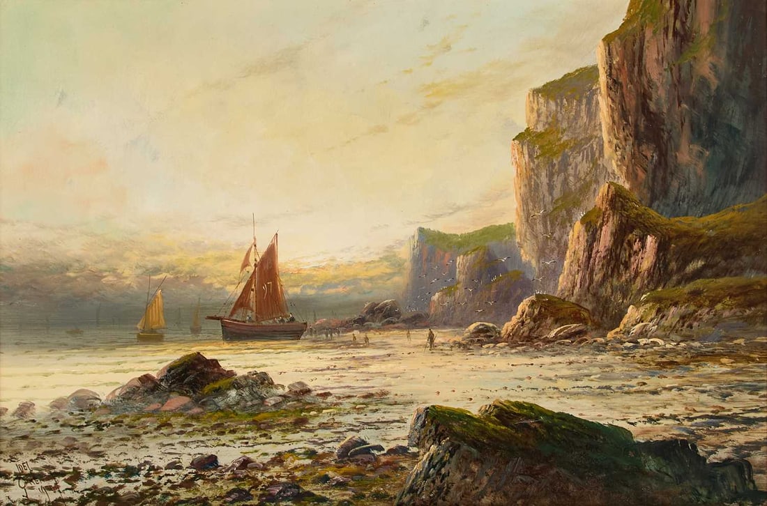 JOEL OWEN AKA FRANCIS E. JAMIESON (1895-1950) UNLOADING THE CARGO: JOEL OWEN AKA FRANCIS E. JAMIESON (1895-1950) UNLOADING THE CARGO Signed and indistinctly dated Oil on canvas (50cm x 75cm)