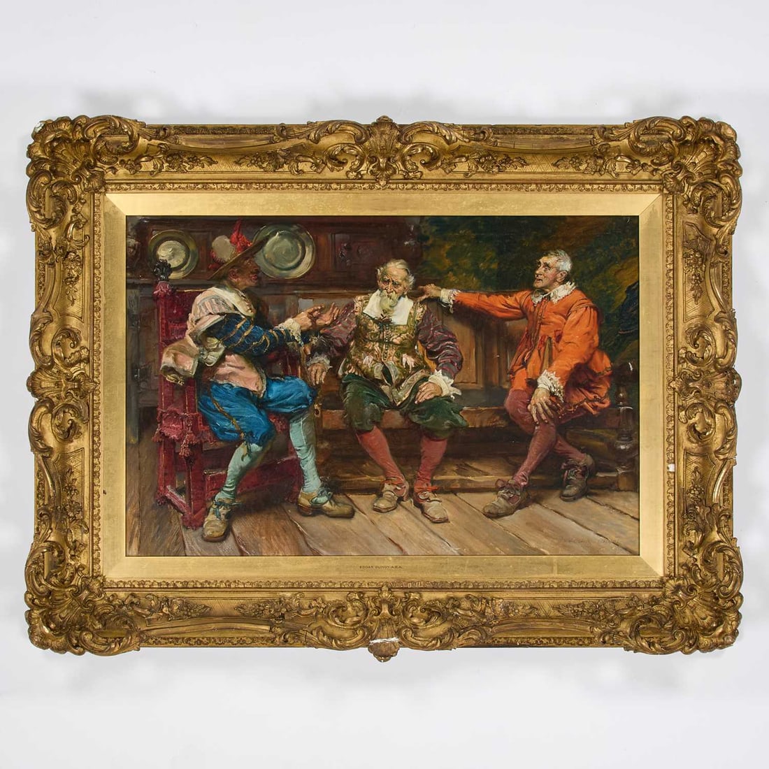 EDGAR BUNDY ARA (1862-1922) CAVALIERS IN CONVERSATION: EDGAR BUNDY ARA (1862-1922) CAVALIERS IN CONVERSATION Signed Oil on canvas (49.5cm x 75cm)