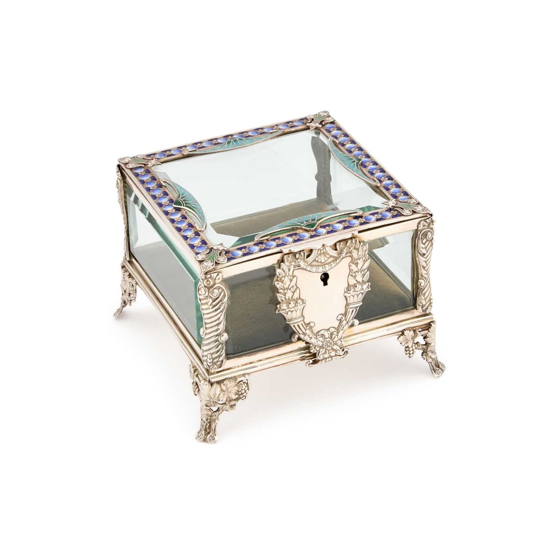 A FINE ENAMEL AND GLASS CASKET (1 of 4)