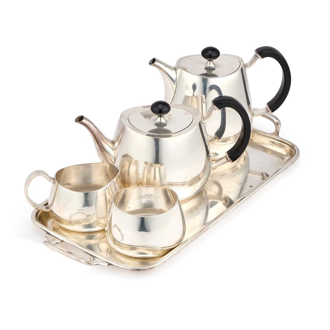 AN ELIZABETH II SILVER-PLATED FOUR-PIECE "PRIDE" PATTERN TEA SERVICE (1 of 3)