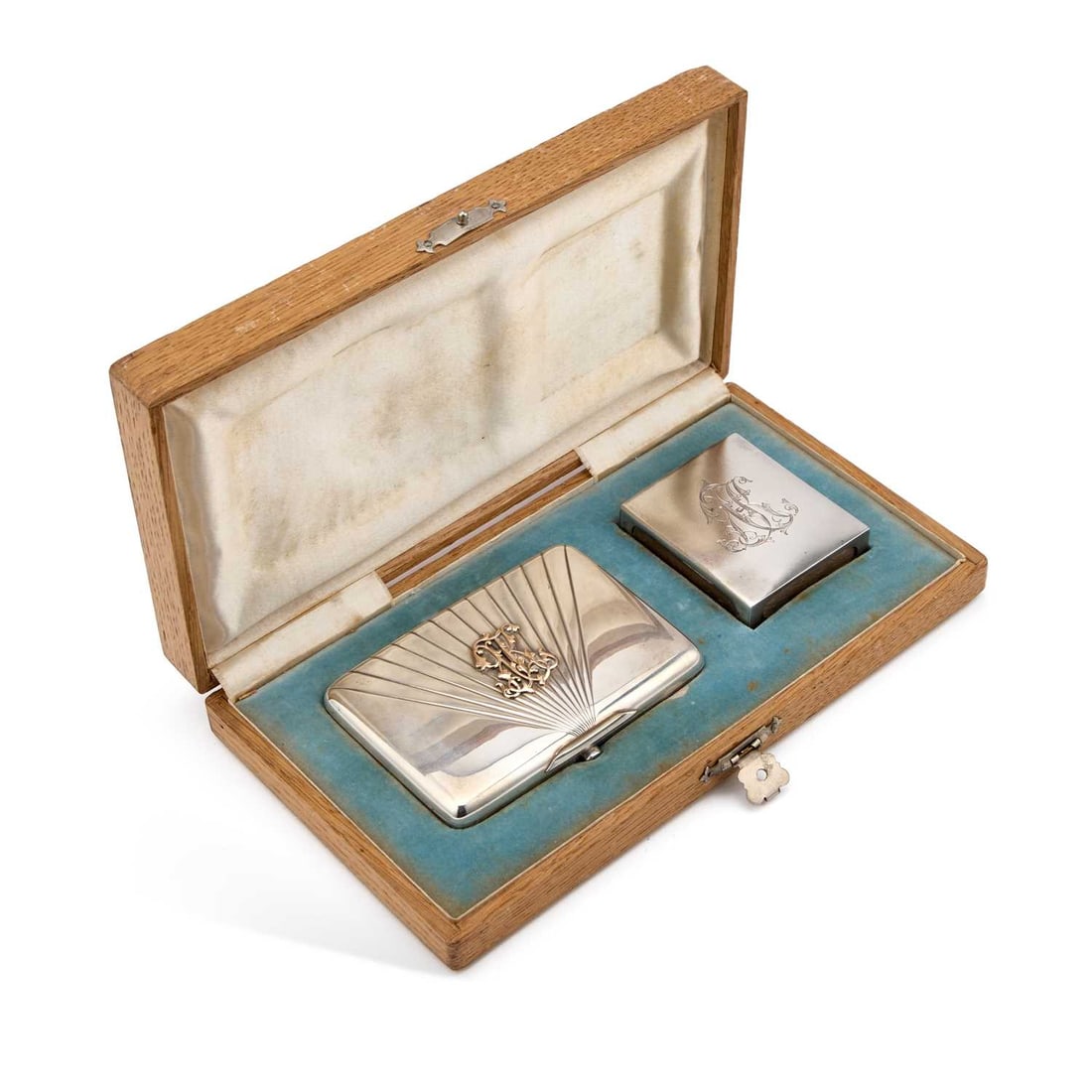 AN EARLY 20TH CENTURY RUSSIAN SILVER SMOKING SET (1 of 3)