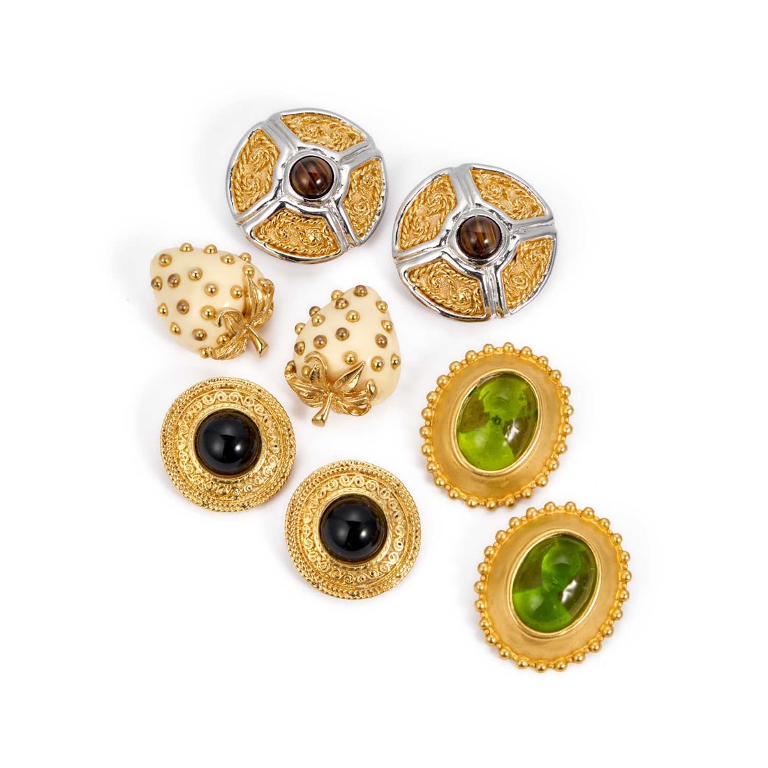 FOUR PAIRS OF DESIGNER COSTUME JEWELLERY EARRINGS (1 of 1)