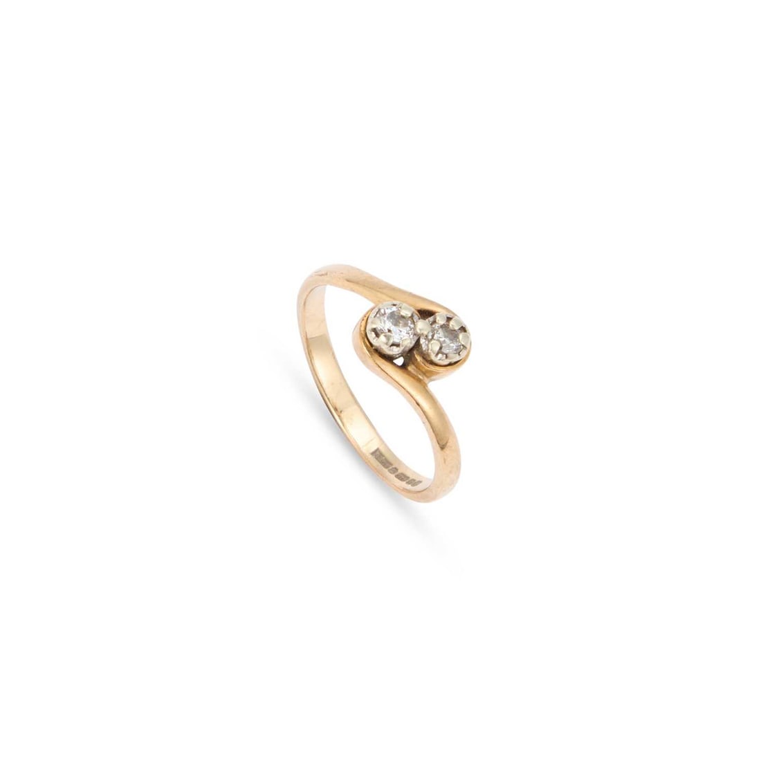 A 9 CARAT GOLD TOI ET MOI TWO STONE DIAMOND RING (1 of 1)