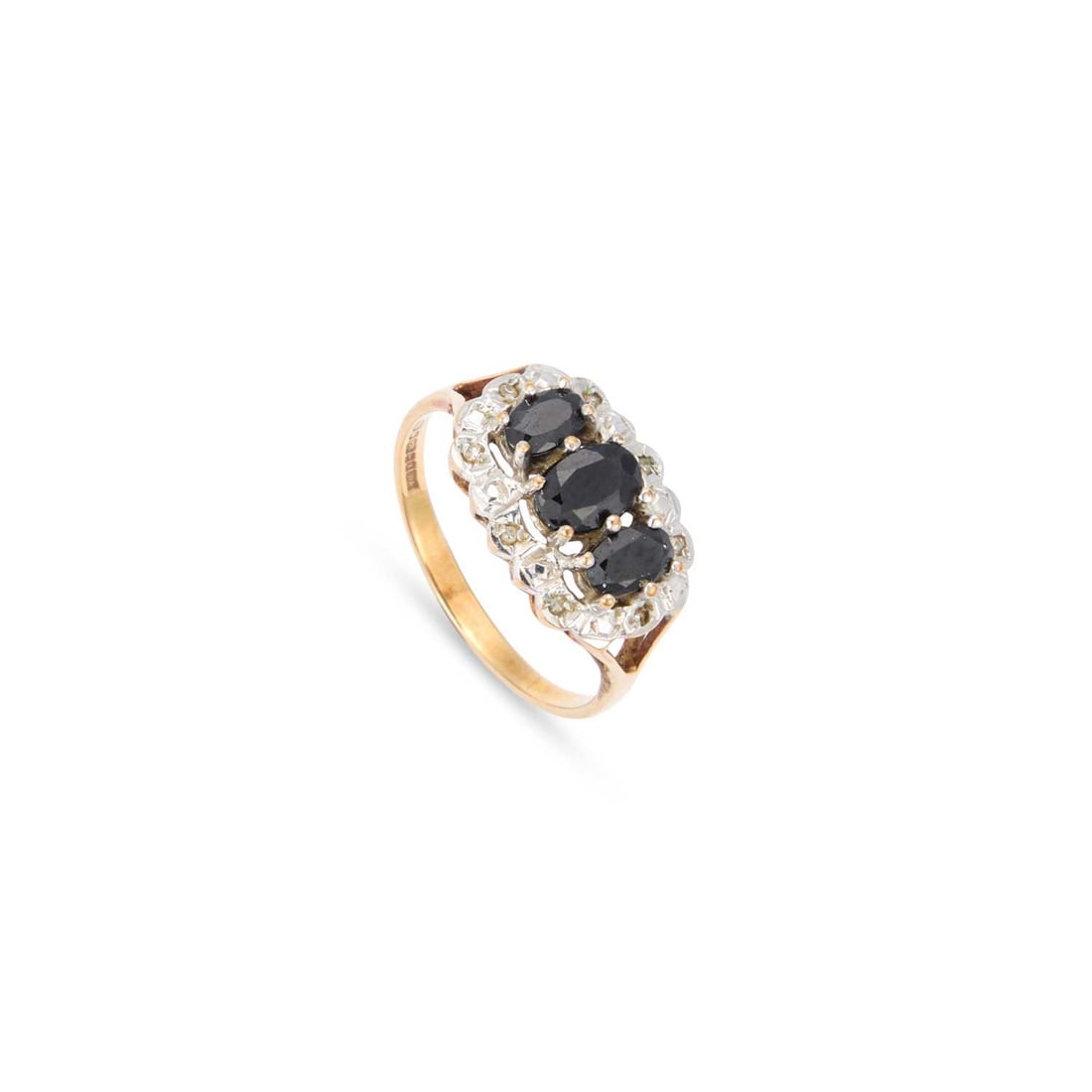 A 9 CARAT GOLD SAPPHIRE AND DIAMOND RING (1 of 1)