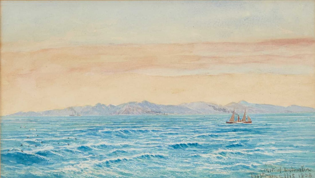 TRISTRAM JAMES ELLIS (1844-1922) COAST OF DALMATIA: TRISTRAM JAMES ELLIS (1844-1922) COAST OF DALMATIA Signed, titled and dated 1908) Watercolour (19.5cm x 34.5cm)