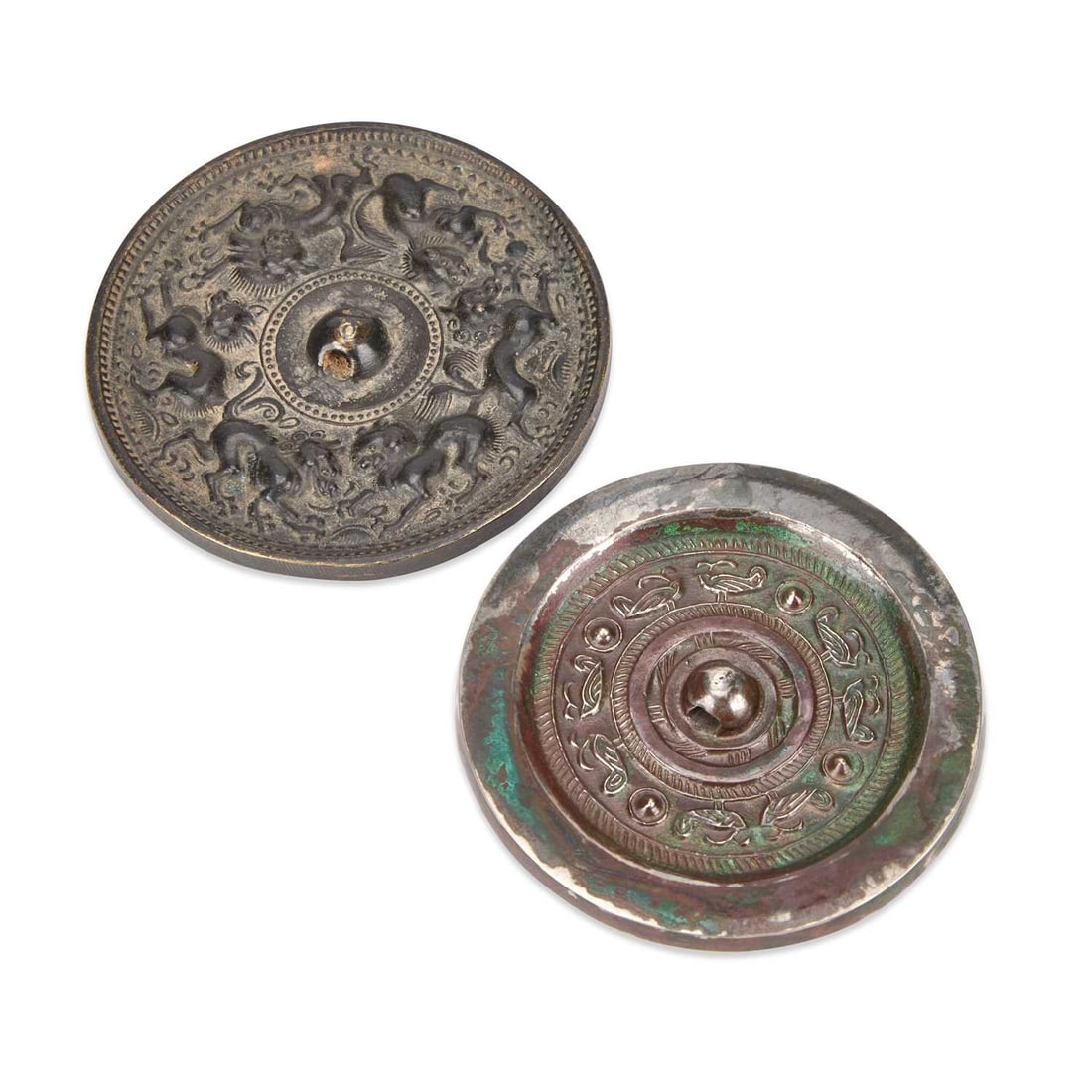 TWO CHINESE BRONZE MIRRORS (1 of 1)