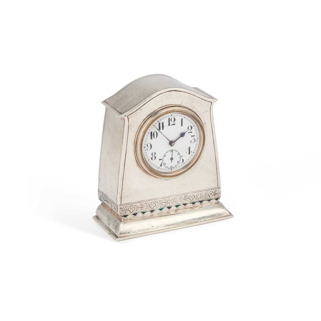 LIBERTY & CO A SILVER-MOUNTED DESK CLOCK (1 of 2)