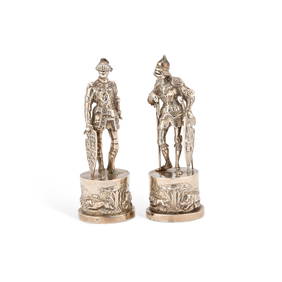 A PAIR OF GERMAN CAST SILVER FIGURES OF KNIGHTS (1 of 1)
