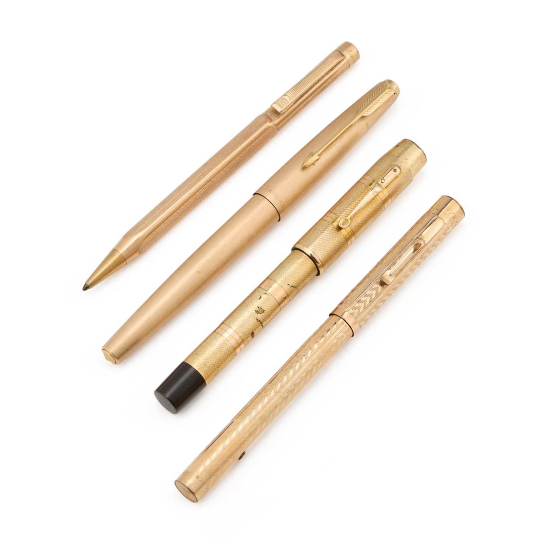 THREE GOLD PLATED FOUNTAIN PENS (1 of 2)