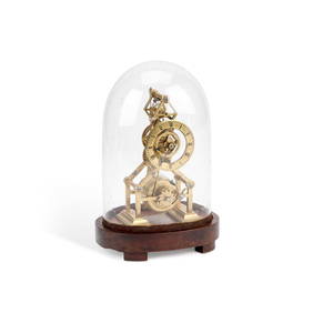 A 19TH CENTURY FRENCH MINIATURE BRASS SINGLE-FUSEE SKELETON CLOCK (1 of 1)