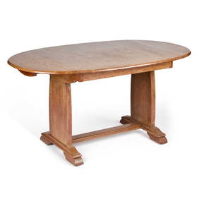 AN ARTS AND CRAFTS OAK DROP LEAF DINING TABLE IN THE MANNER OF HEALS (1 of 2)