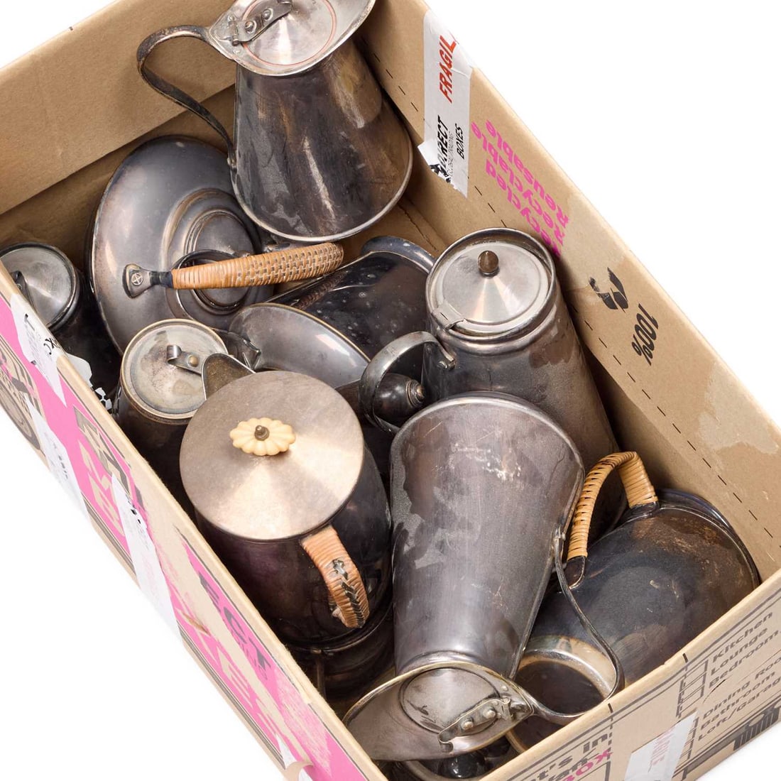 A GROUP OF EARLY 20TH CENTURY SILVERED METAL WARES: A GROUP OF EARLY 20TH CENTURY SILVERED METAL WARES including WAS (William Arthur Smith) Benson, etc. (Qty) Tallest 23cm high