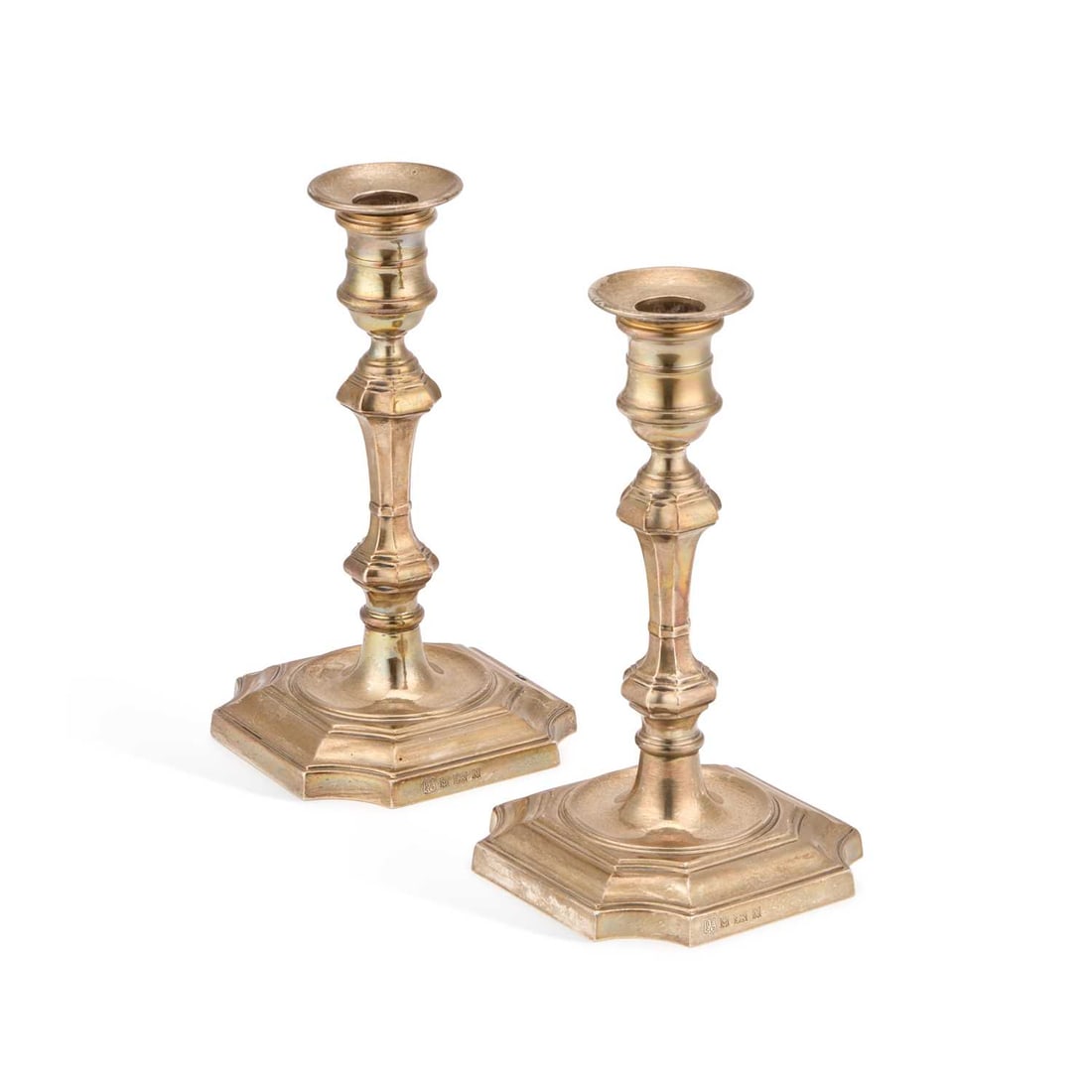 A PAIR OF GEORGE II STYLE SILVER CANDLESTICKS (1 of 1)
