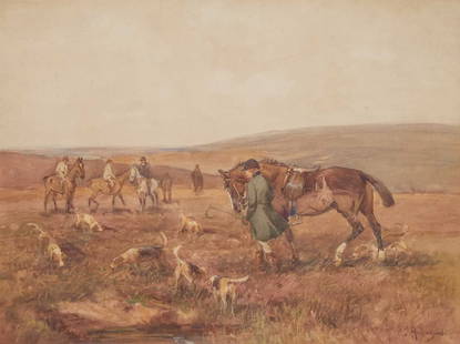JOHN ATKINSON (1863-1924) THE HUNT AT REST: JOHN ATKINSON (1863-1924) THE HUNT AT REST Signed Watercolour (45.5cm x 60.5cm)