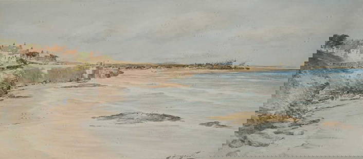 THOMAS SWIFT HUTTON (1865-1935) OLD HARTLEY, NORTHUMBERLAND COAST: THOMAS SWIFT HUTTON (1865-1935) OLD HARTLEY, NORTHUMBERLAND COAST Signed Watercolour (24cm x 55cm)