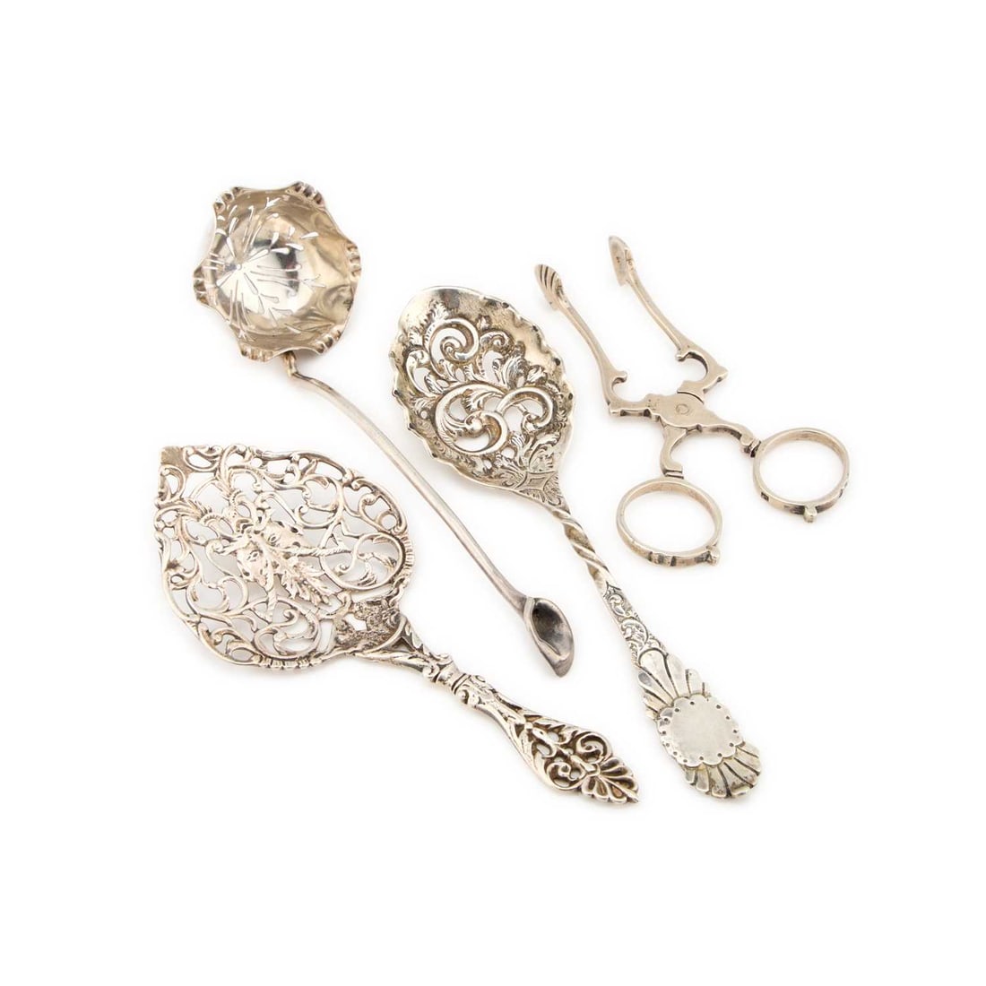 A GROUP OF SILVER IMPLEMENTS (1 of 1)