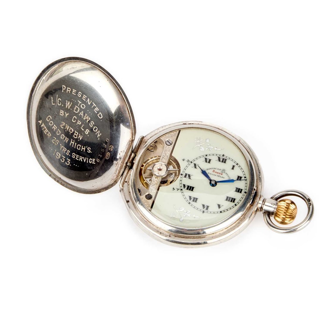 A SILVER FULL HUNTER HEBDOMAS 8 DAY POCKET WATCH (1 of 1)