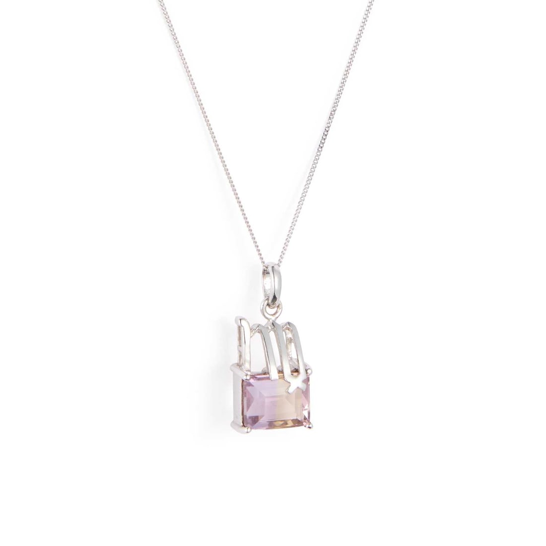 A 9 CARAT WHITE GOLD AMETRINE VIRGO ZODIAC PENDANT ON CHAIN (1 of 1)