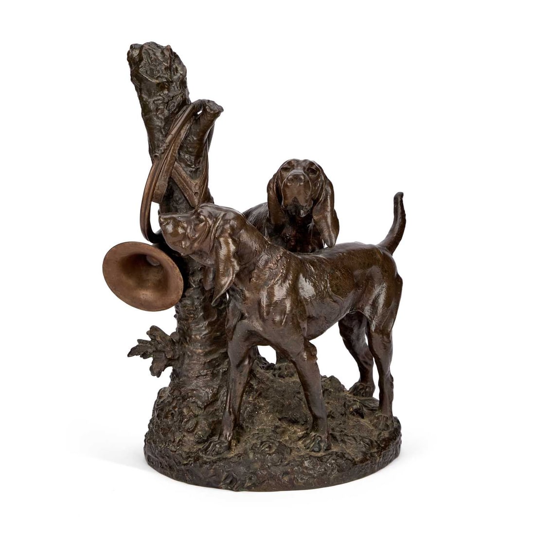 AFTER PROSPER LECOURTIER A FRENCH BRONZE GROUP, 'CHIENS AU RELAIS', LATE 19TH CENTURY (1 of 1)