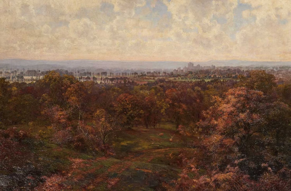 ‡ SIR CLAUDE FRANCIS BARRY R.B.A (1883-1970) WINDSOR CASTLE FROM WINDSOR GREAT PARK (1 of 2)