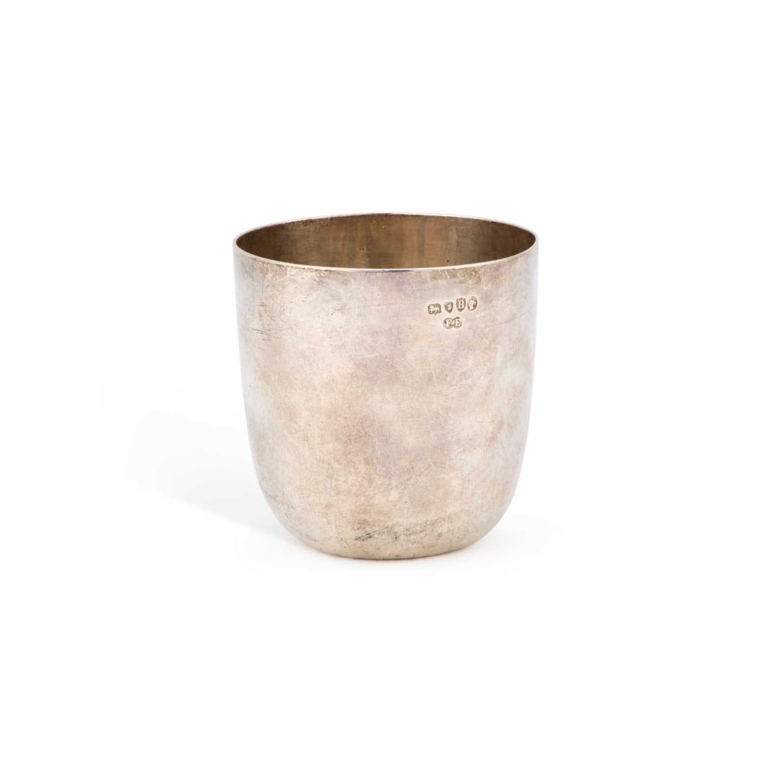 A VICTORIAN SILVER BEAKER: A VICTORIAN SILVER BEAKER by Frederick Elkington, London 1877, the plain circular cup with a convex base. 7.5cm high, 3.5 troy ounces