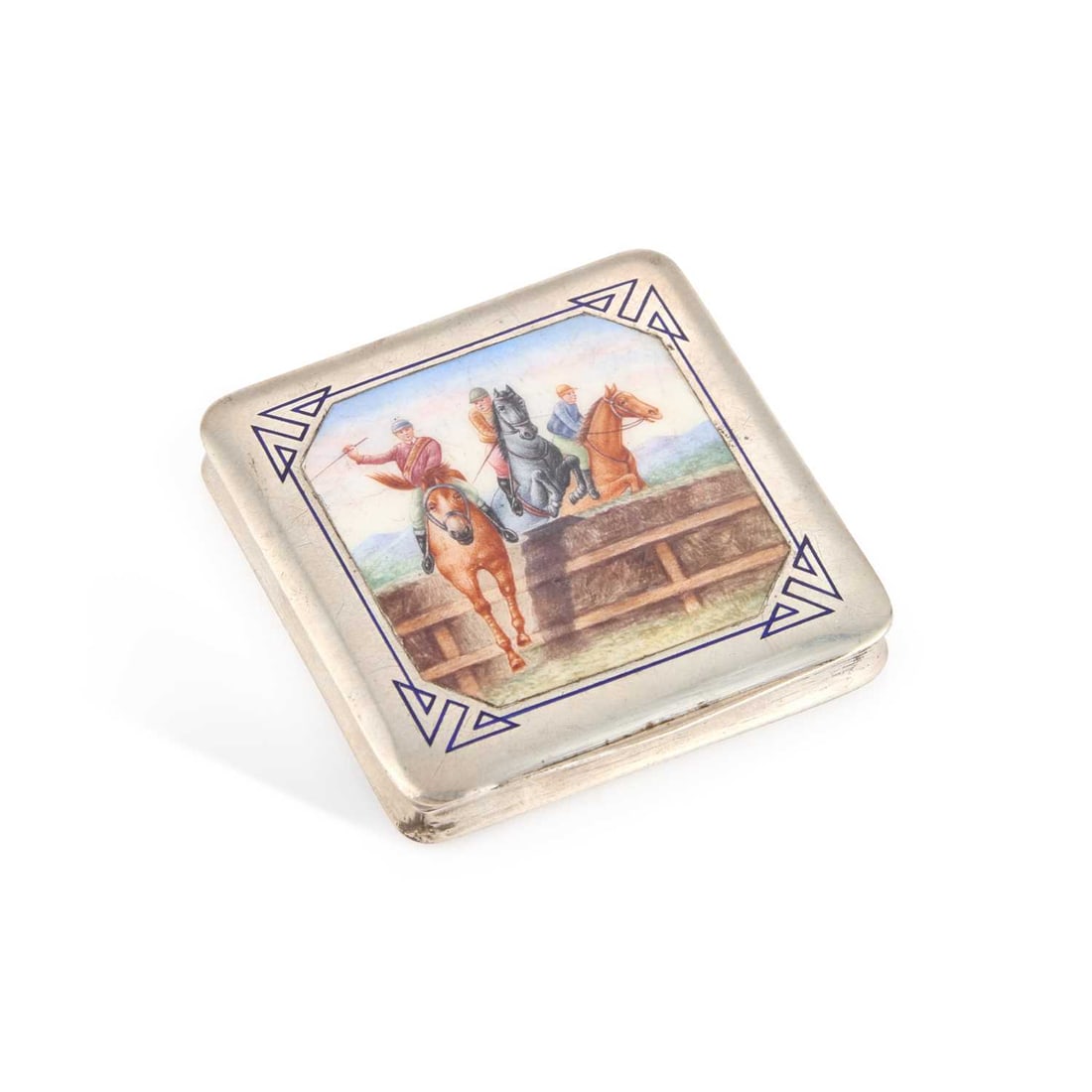 A CONTINENTAL SILVER AND ENAMEL CIGARETTE CASE, CIRCA 1930 (1 of 2)