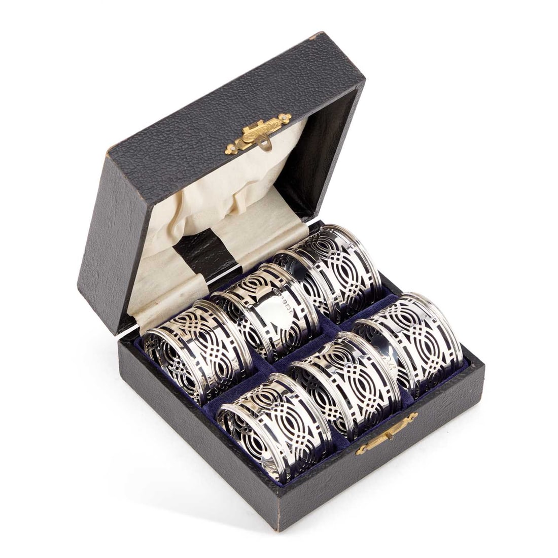 A SET OF SIX GEORGE V SILVER NAPKIN RINGS (1 of 1)