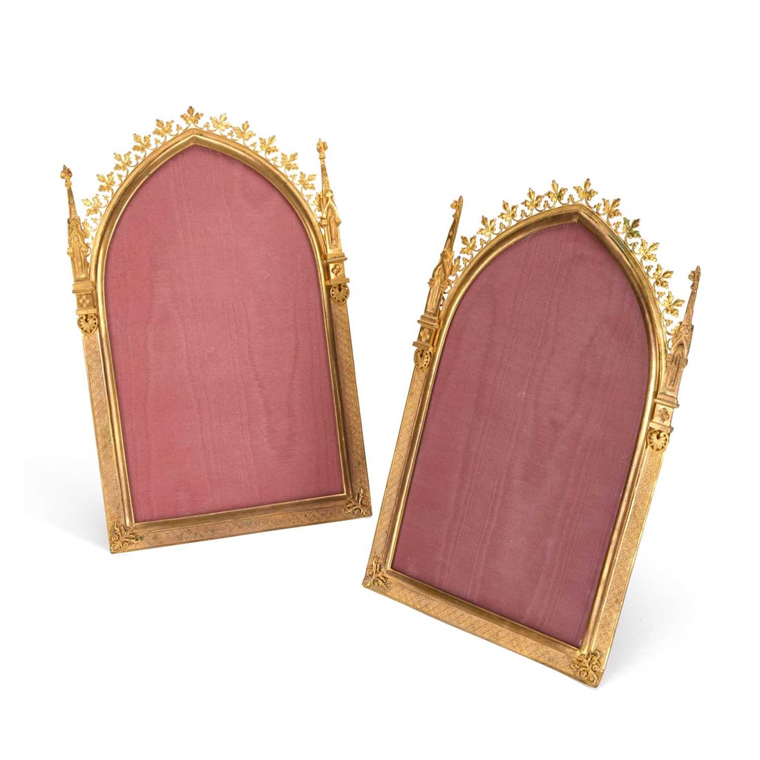 A PAIR OF GOTHIC REVIVAL GILT-BRASS FRAMES 19TH CENTURY (1 of 1)