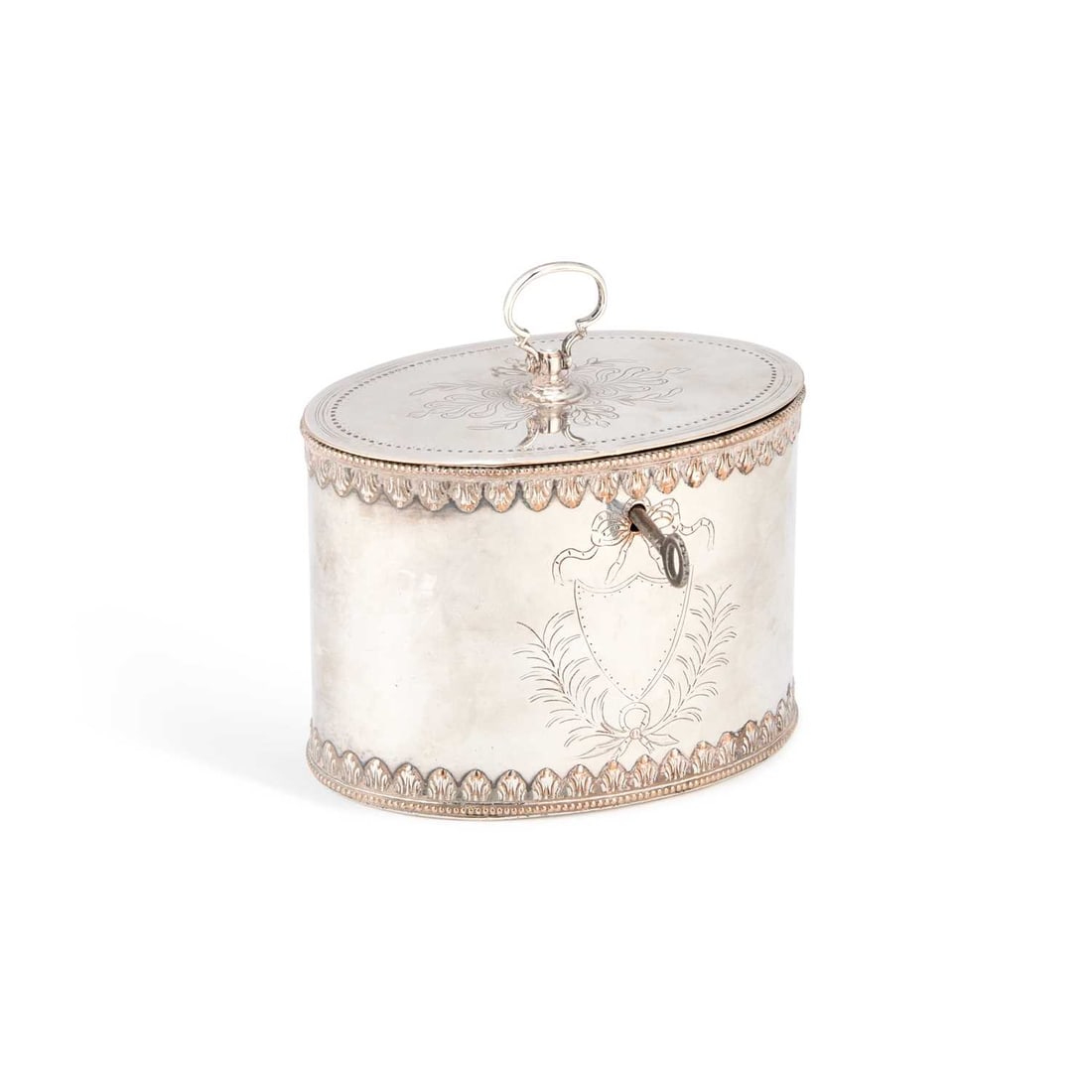 A GEORGE III OLD SHEFFIELD PLATE TEA CADDY (1 of 2)