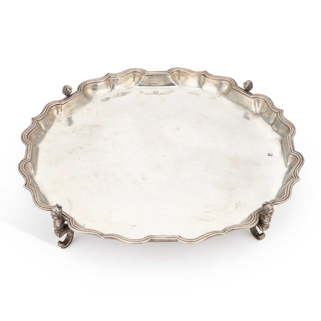A RARE AND LARGE 18TH CENTURY SPANISH COLONIAL SILVER SALVER (1 of 3)