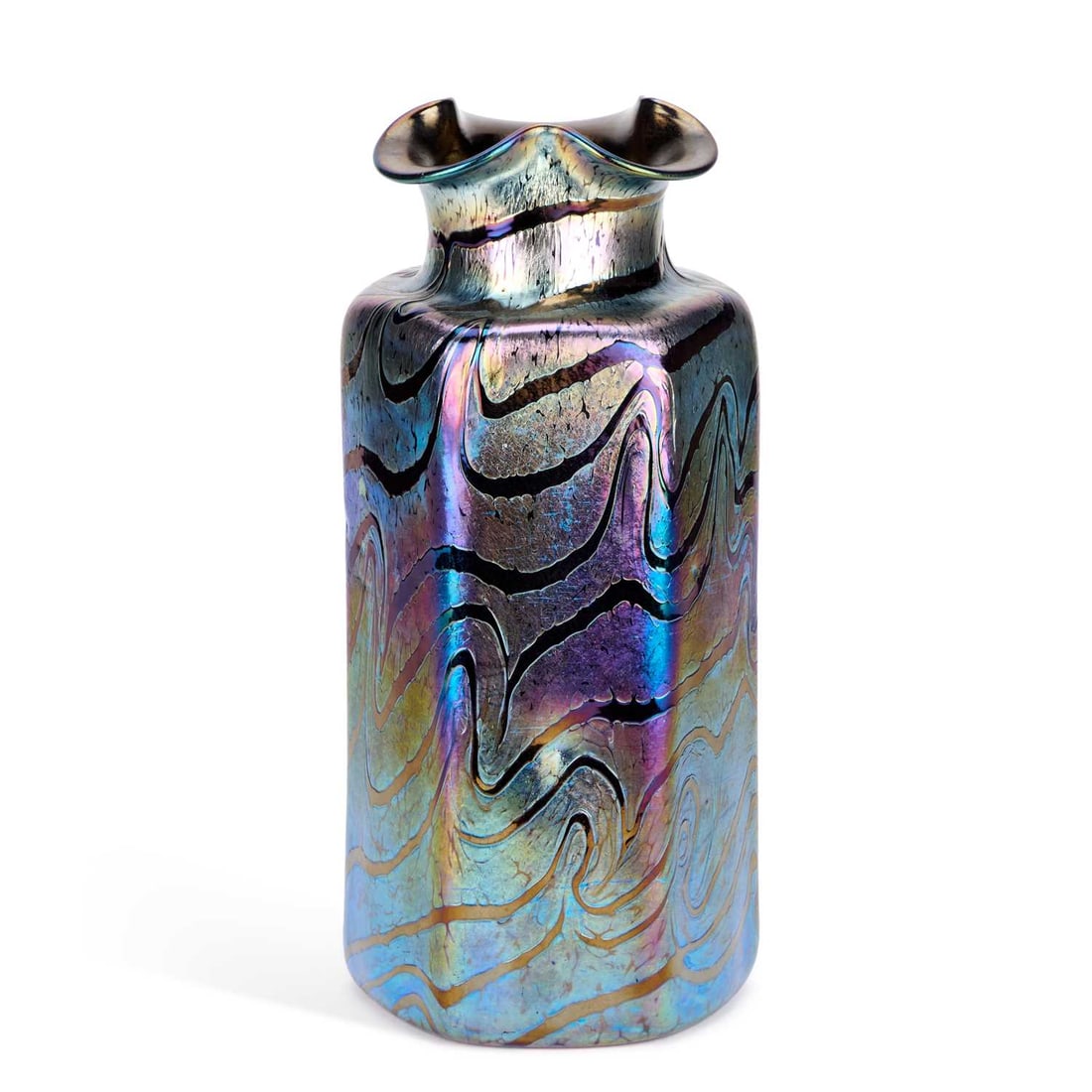 AN ART NOUVEAU IRIDESCENT GLASS VASE (1 of 1)