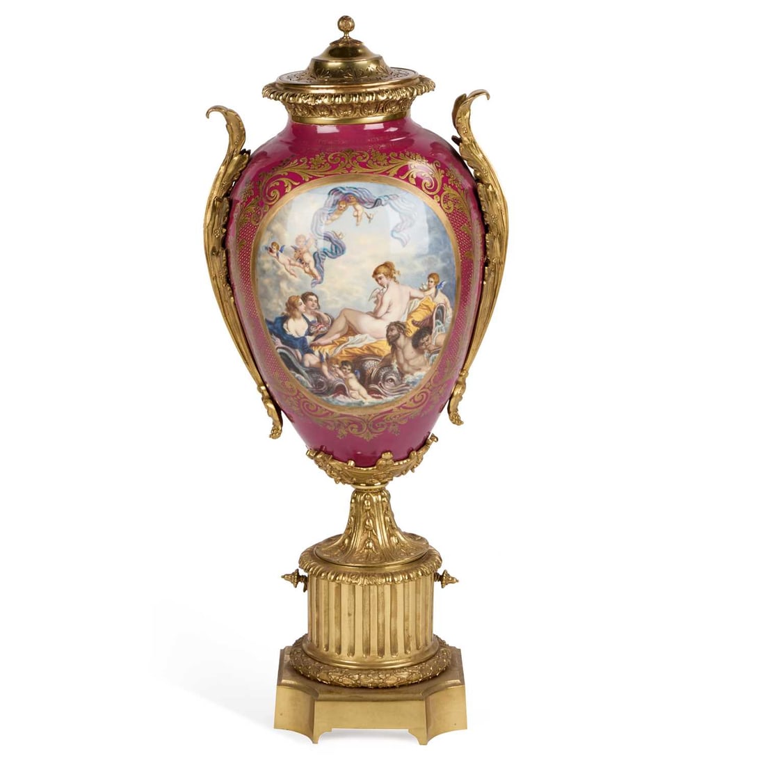A LARGE FRENCH SÈVRES-STYLE PORCELAIN AND GILT METAL-MOUNTED COVERED VASE (1 of 1)