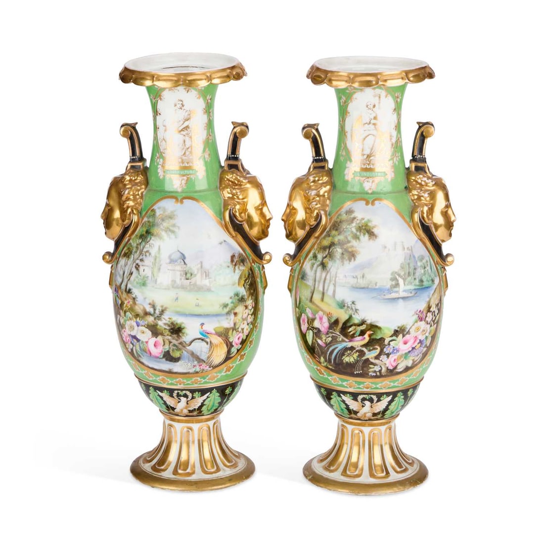 A LARGE PAIR OF 19TH CENTURY CONTINENTAL PORCELAIN VASES (1 of 1)