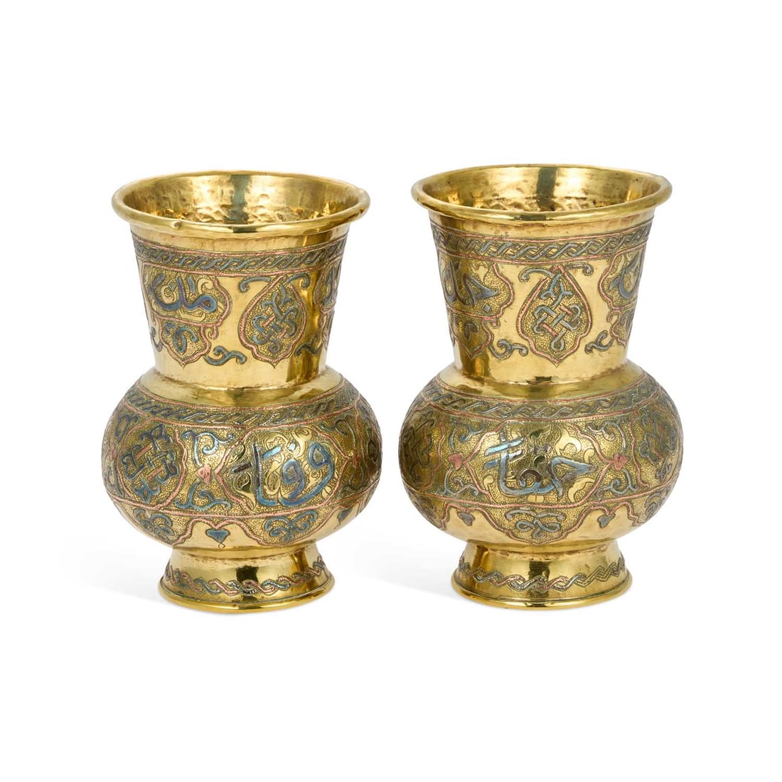 A PAIR OF CAIRO WARE BRASS VASES (1 of 1)